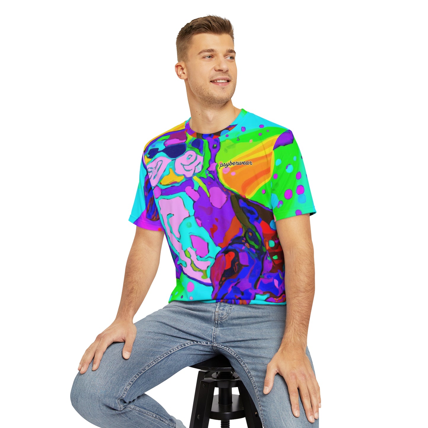 Sea Otter Psychedelic Depiction Polyester Tee